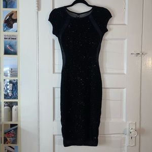 Sleek Black Body Con Mesh and Sparkling Dress by Windsor
